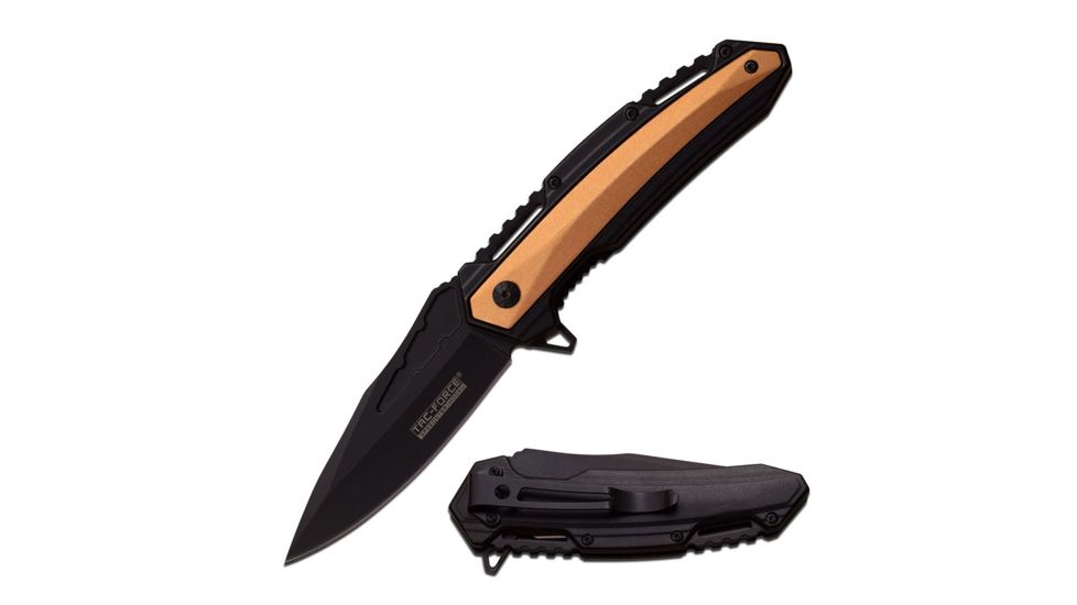 TAC Force Folding Blade, 3.75in, Stainless Steel Blade, Black Aluminum Handle TF-930CP