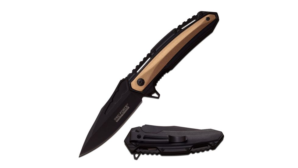 TAC Force Folding Blade, 3.75in, Stainless Steel Blade, Black Aluminum Handle TF-930TN