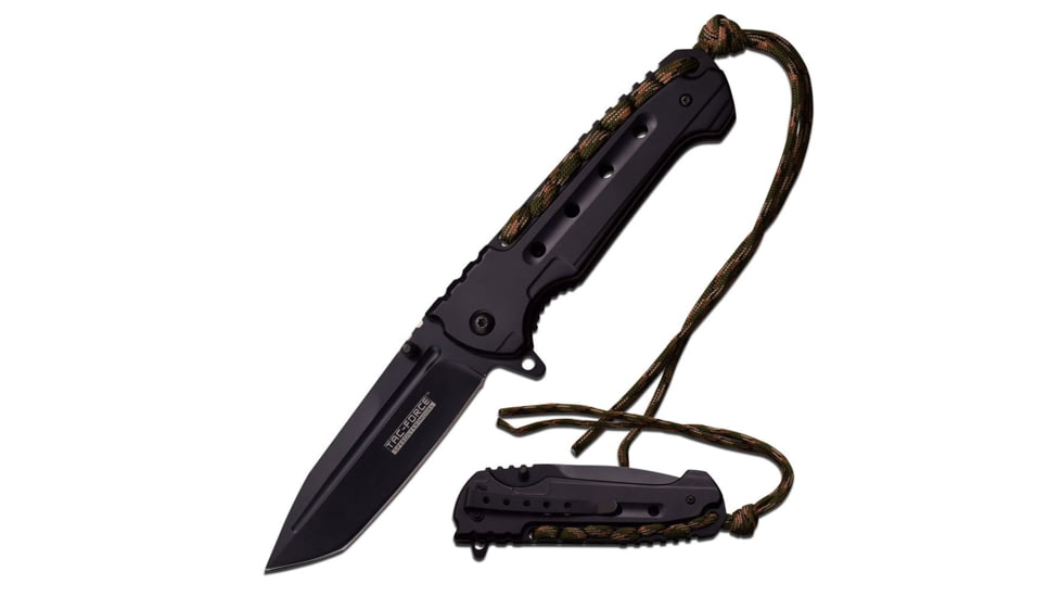 TAC Force Folding Blade, 3.75in, Stainless Steel Blade, Black Stainless Steel Handle TF-921TC