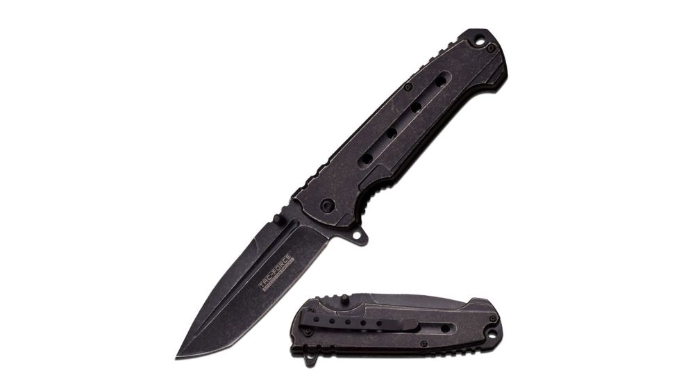 TAC Force Folding Blade, 3.75in, Stainless Steel Blade, Black Stonewashed Stainless Steel Handle TF-921TSW