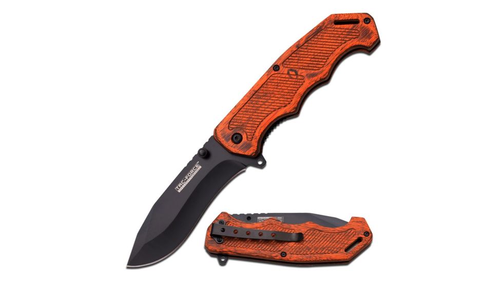 TAC Force Folding Blade, 3.75in, Stainless Steel Blade, Brown Pakkawood Handle TF-893BW