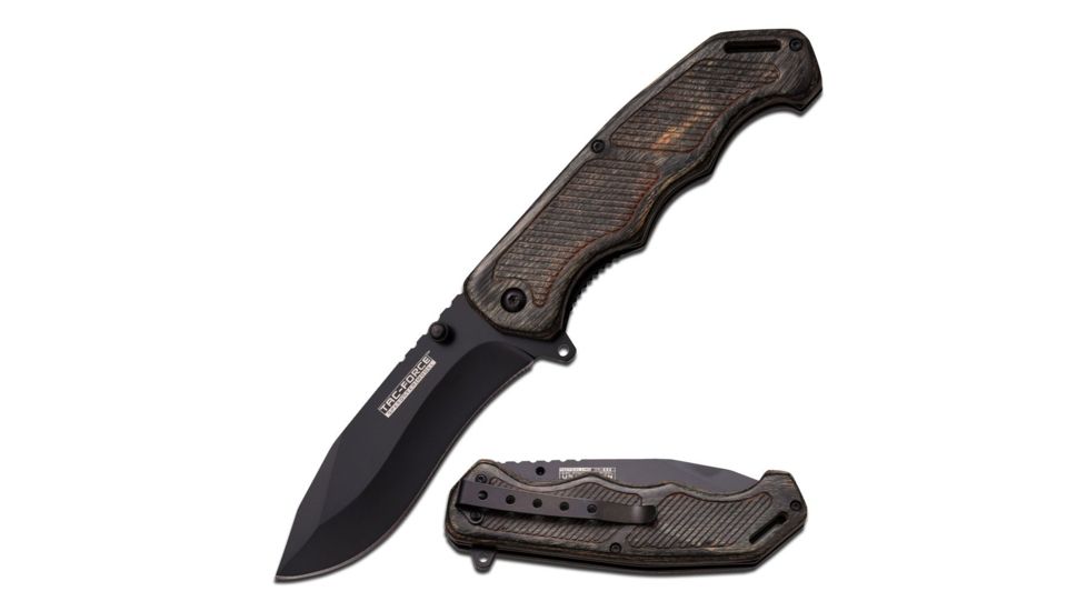 TAC Force Folding Blade, 3.75in, Stainless Steel Blade, Cocoa Brown Wood Handle TF-893CW