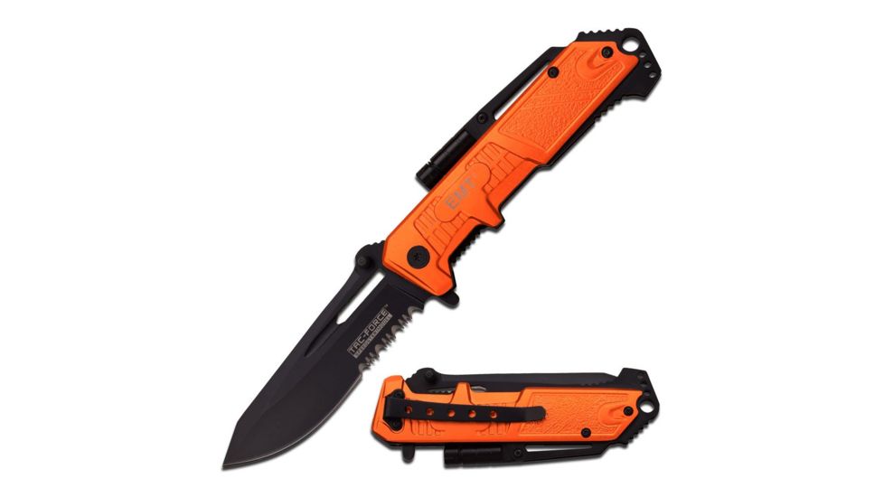 TAC Force Folding Blade, 3.75in, Stainless Steel Blade, Orange Aluminum Handle TF-875OR