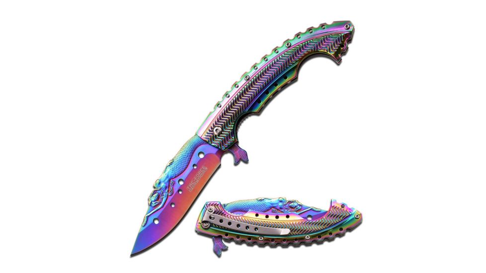 TAC Force Folding Blade, 3.75in, Stainless Steel Blade, Rainbow Titanium Stainless Steel Handle TF-864RB