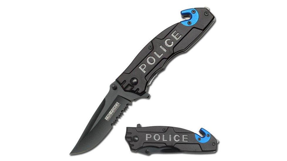TAC Force Folding Blade, 3in, Stainless Steel Blade, Black And Blue Aluminum Handle TF-525PD