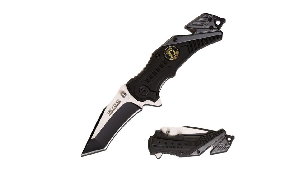 TAC Force Folding Blade, 3in, Stainless Steel Blade, Black And Gray Aluminum Handle TF-640POW