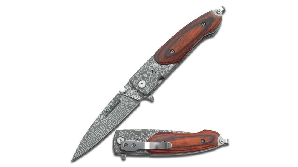 TAC Force Folding Blade, 3in, Stainless Steel Blade, Pakkawood Handle TF-672DBW