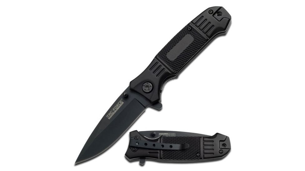TAC Force Folding Blade, 4.5in, Stainless Steel Blade, Black Aluminum Handle TF-778C