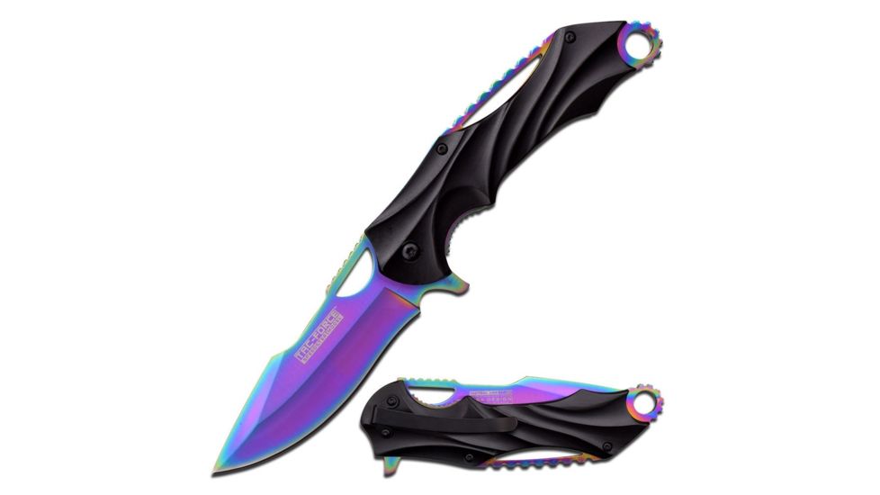 TAC Force Folding Blade, 4in, Stainless Steel Blade, Black Aluminum Handle TF-858RB