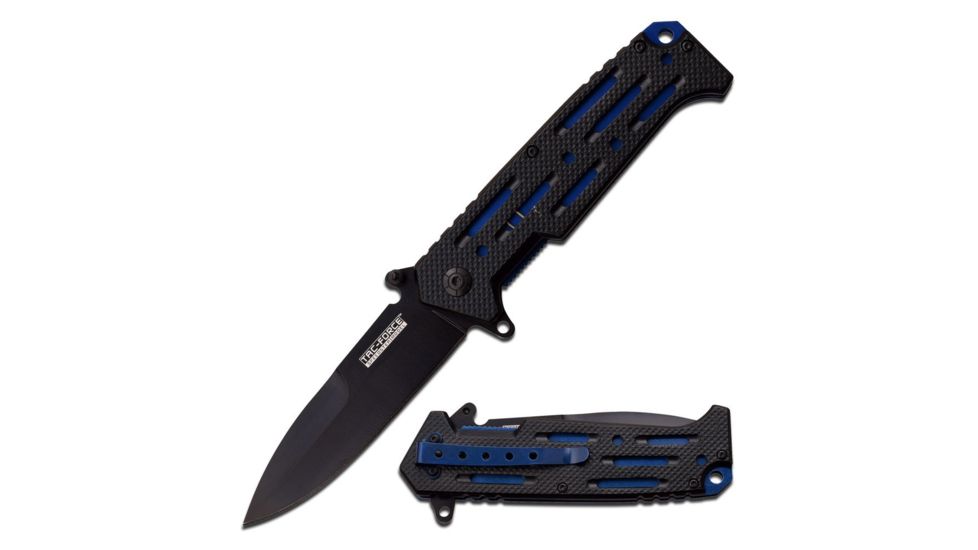 TAC Force Folding Blade, 4in, Stainless Steel Blade, Black Aluminum Handle TF-912BL
