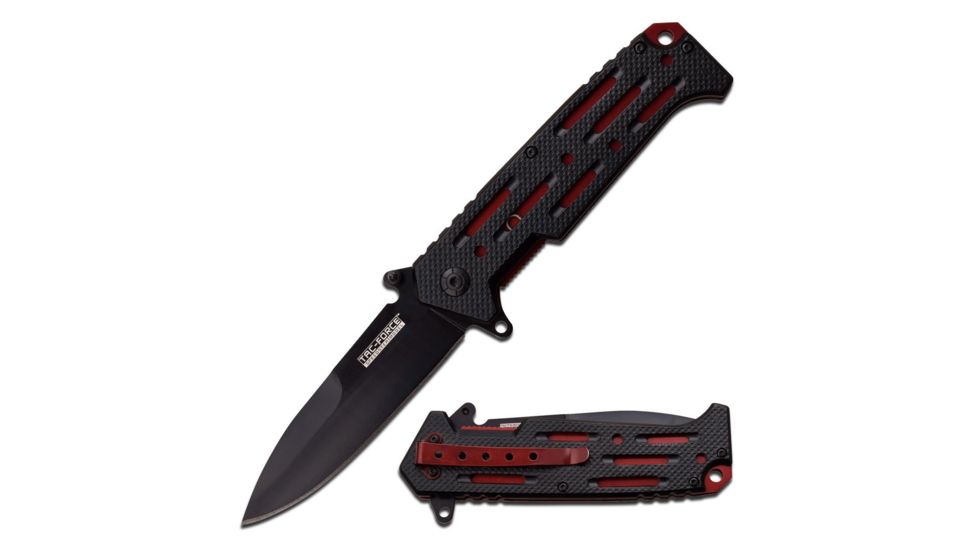 TAC Force Folding Blade, 4in, Stainless Steel Blade, Black Aluminum Handle TF-912RD