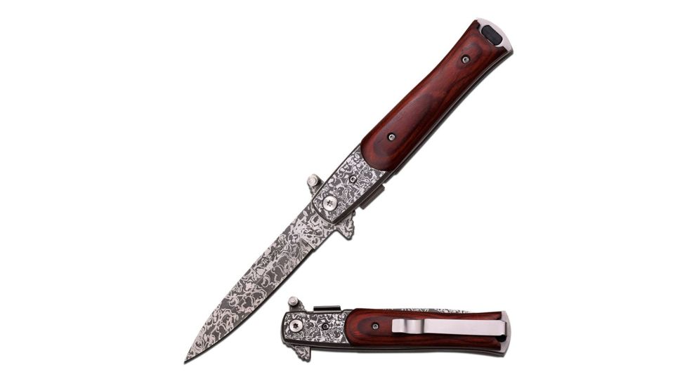 TAC Force Folding Blade, 4in, Stainless Steel Blade, Brown Pakkawood Handle TF-428DMW