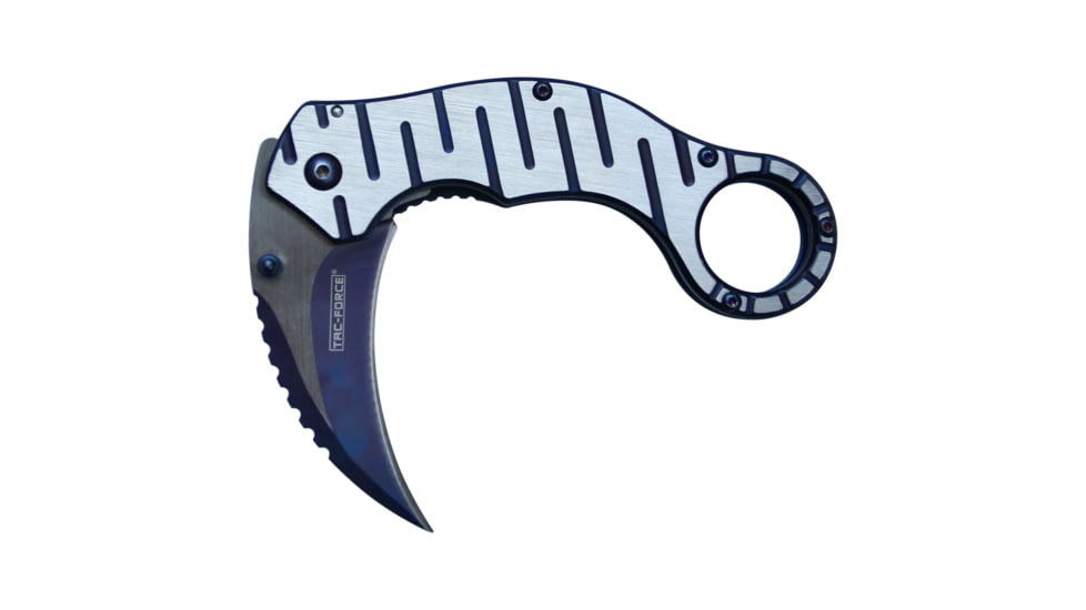 TAC Force Hawkbill Spring Assisted Knife w/Pocket Clip, 2.5 in, 3Cr13 Stainless Steel Stainless Steel, Satin/Blue, TF-952BL
