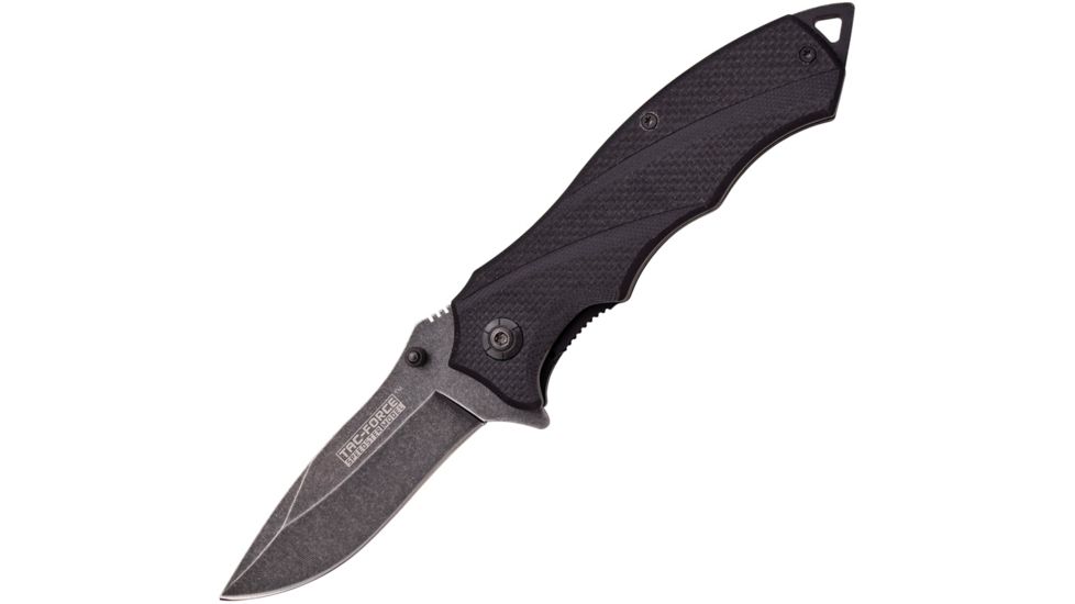 TAC Force Linerlock A/O Black Folding Knife,3.25in,Stainless Steel,Drop Point,Stonewash,Black,G10 Handle TF849BK