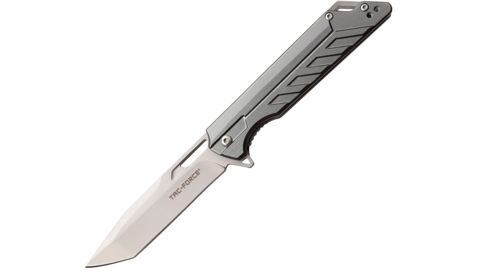 TAC Force Linerlock A/O Folding Knife, 3.5 satin finish 3Cr13 stainless tanto blade, Gray anodized aluminum handle, TF-1034GY