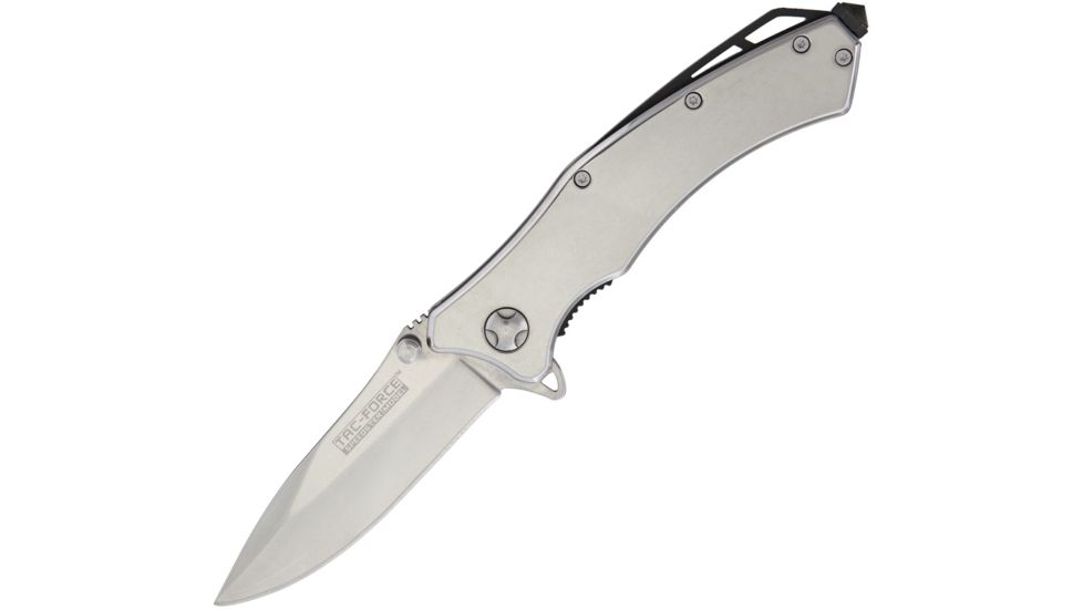 TAC Force Linerlock A/O Stainless Folding Knife,3.25in,Stainless Steel,Polished Stainless Handle TF820CH