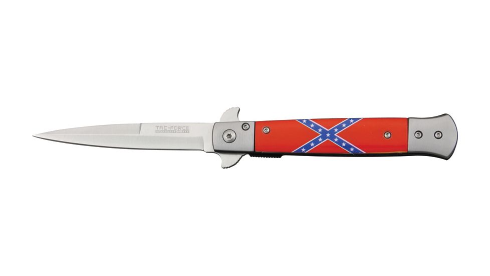 Tac Force Milano Speed Fold Knife, SS A/O blade, Matte Alum. handles w/ red Comp. inlay w/ Confeder TF598RF