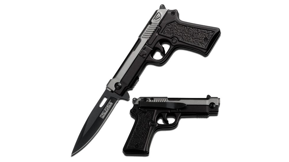 TAC Force Pistol Folding Handle 4.5in Knife, Grey/Black TF 771GB