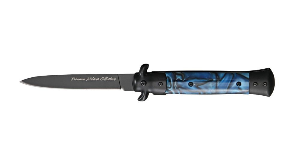 Tac Force Prem. Milano Fold Knife, Black Blade, black SS A/O blade, Black Alum. handle TF575LB