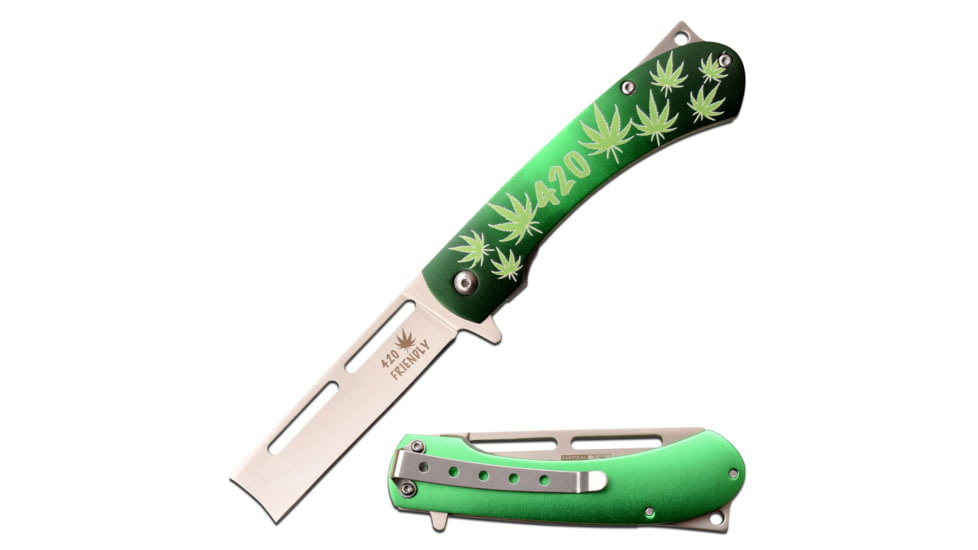 TAC Force Razor Spring Assisted Knife w/Pocket Clip, 3.5 in, 3Cr13 Stainless Steel Stainless Steel, Green, TF-552SWD