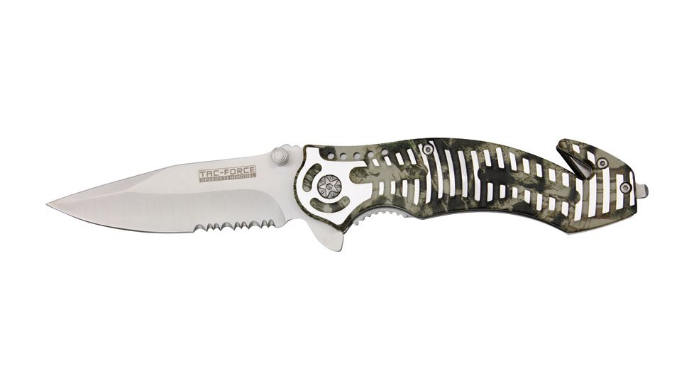 Tac Force Rescue Lock A/O Fold Knife 4 7/8in., satin 440 SS PS A/O blade, Digi Camo Alum. handles w/ silver slot onlay trim TF681DC