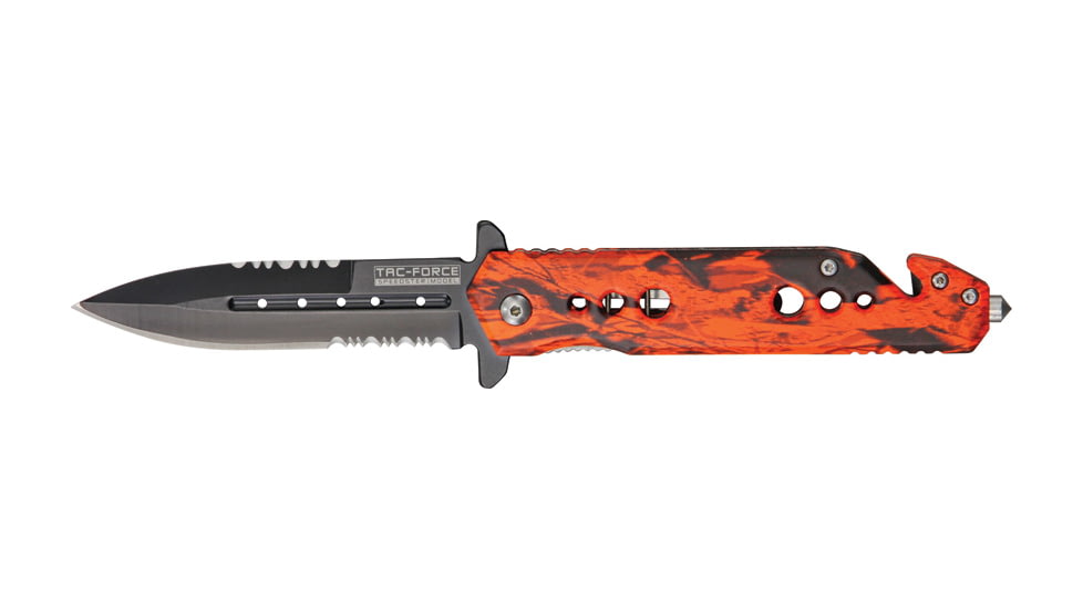 Tac Force Rescue Lock Fold Lock 4.75in., black HC SS A/O PS Dagger, Red camo handles TF716RC