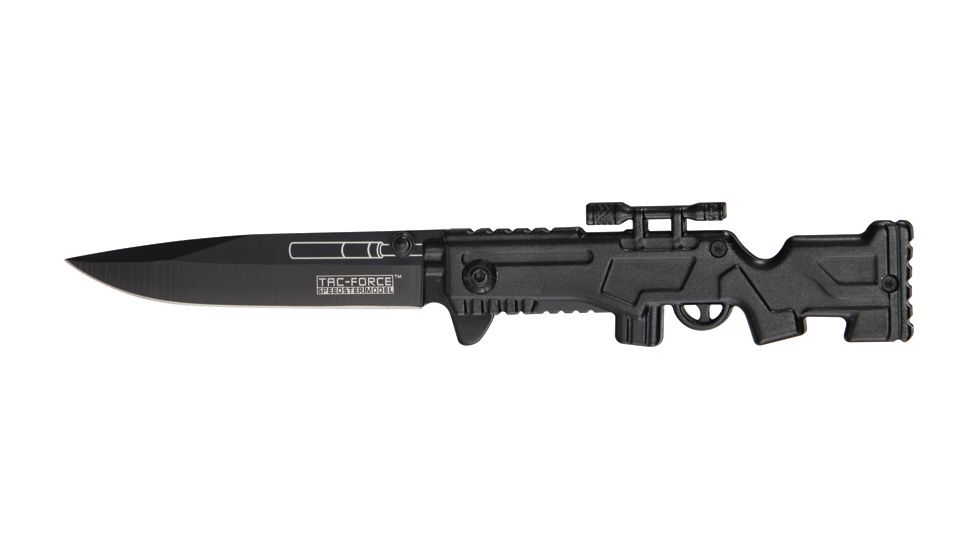 Tac Force Rifle Lock Fold Knife, black 440 SS blade, Black Alum. handle TF772BK