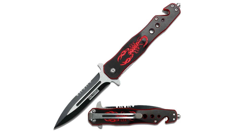 TAC Force Scorpion Handle Fold Knife, Black/Red TF 664BR