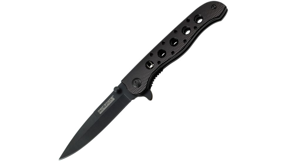 Tac Force Slim Lock A/O Black Fold Knife, Black SS PE, Black Hande TF803BK