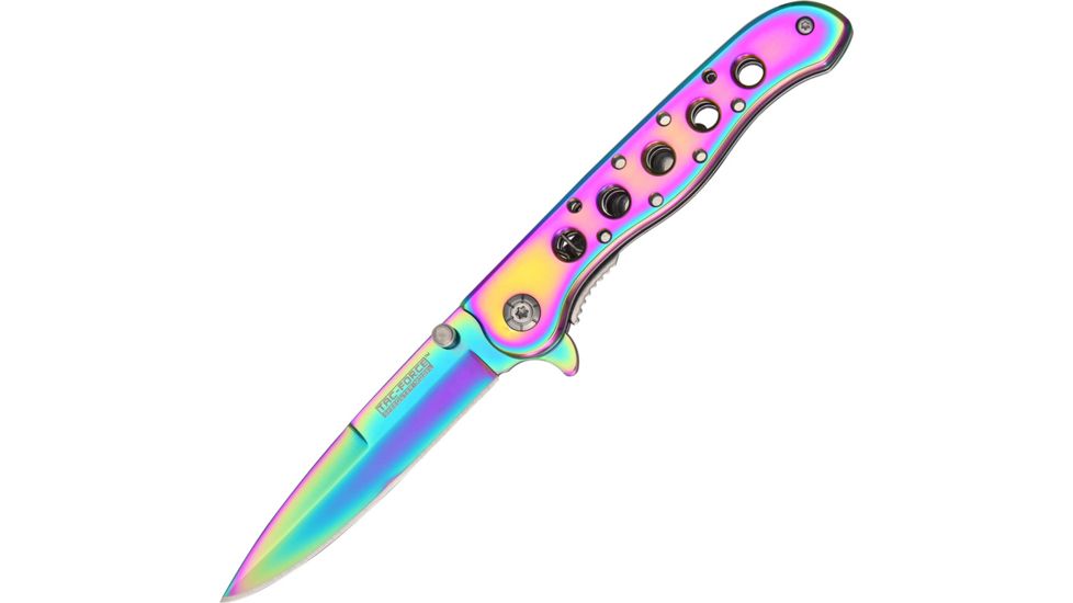 Tac Force Slim Lock A/O Rainbow Fold Knife, Rainbow SS PE, Rainbow Handle TF803RB