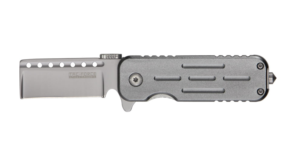 Tac Force Speed Lock Fold Knife 3.5in, 440 SS A/O razor blade, Matte gray Alum. handle TF748GYR