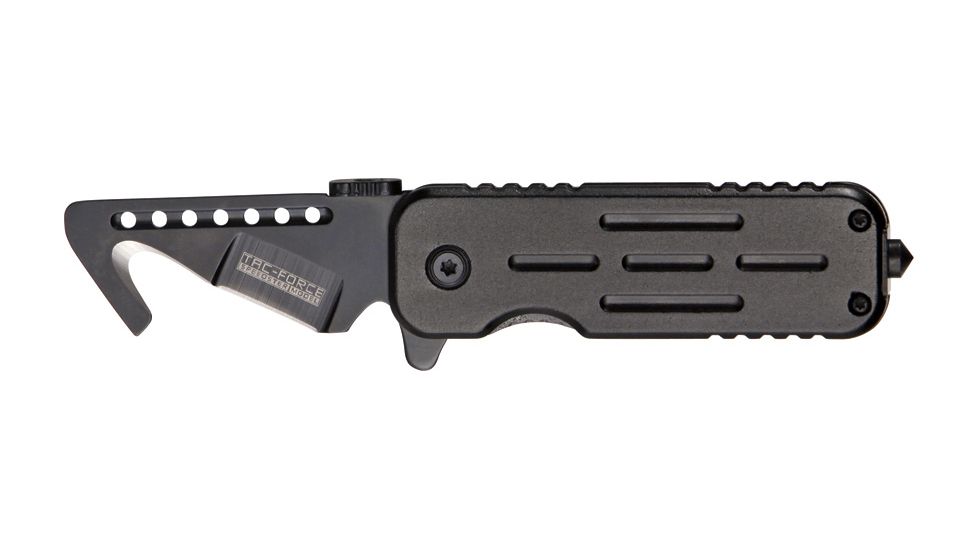 Tac Force Speed Lock Fold Knife 3.5in, black 440 SS A/O razor blade, Black Alum. handle TF748BKH