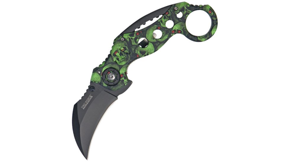Tac Force Speedster Karambit Folding Knife,2.75in,Karambit Blade,Neon Green Skull Camo Alumium Handle TF578GNSC