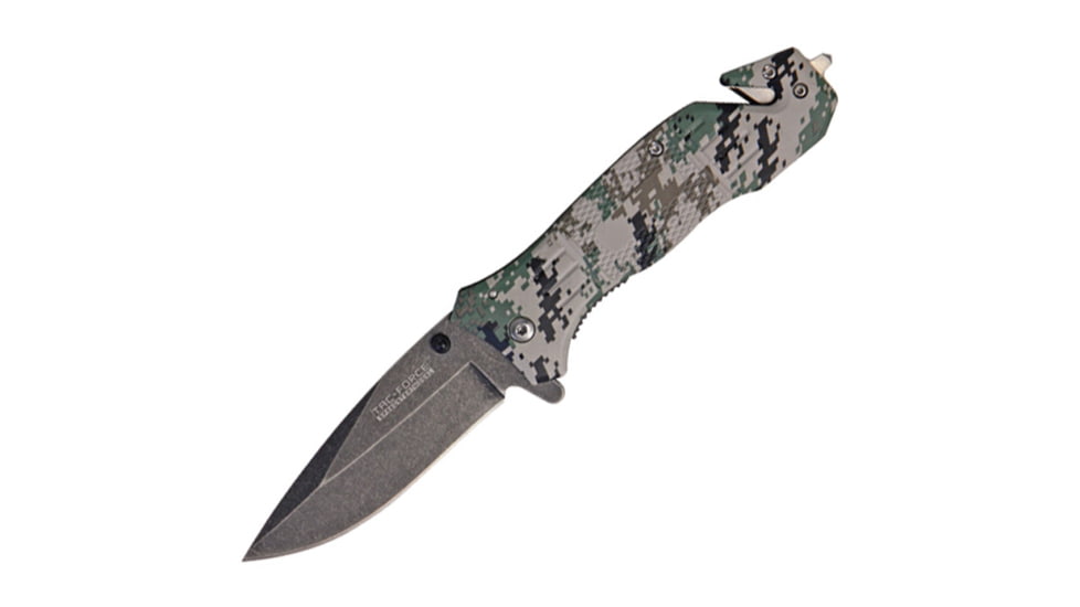 Tac Force Speedster Rescue Lin Folding Knife,3.375in,Assisted Opening Blade,Digital Army Camo Textured Alum Handle TF434DGC