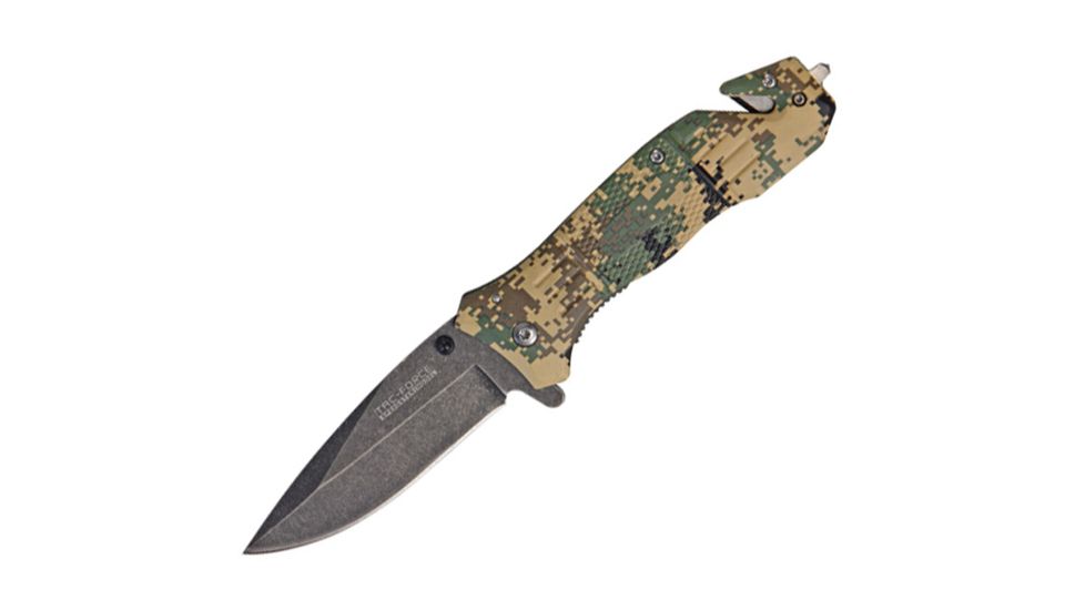 Tac Force Speedster Rescue Lin Folding Knife,3.375in,Assisted Opening Blade,Digital Desert Marines Camo Textured Alum Handle TF434DTC