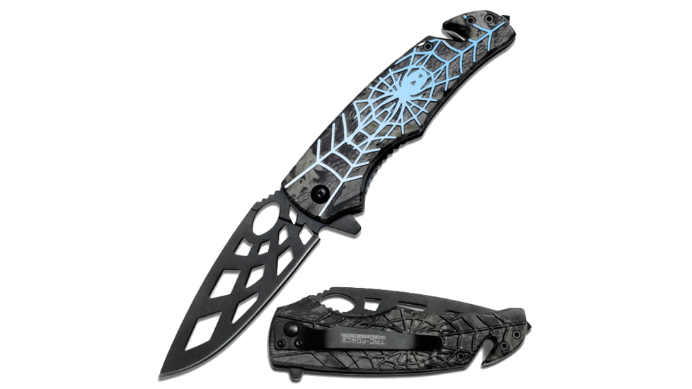 TAC Force Spider Web Design Knife, Blue TF 643BL