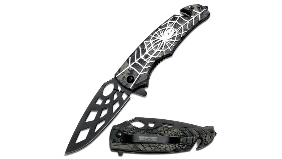 TAC Force Spider Web Design Knife, Silver TF 643SL