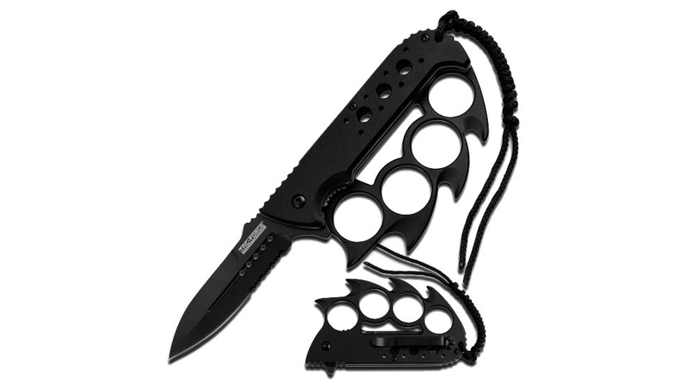TAC Force Spiked Finger Guard 4.5in Fold Knife, Black TF 793BK