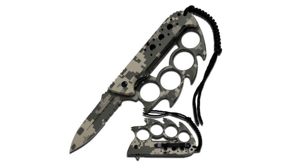 TAC Force Spiked Finger Guard 4.5in Fold Knife, Camo TF 793DC