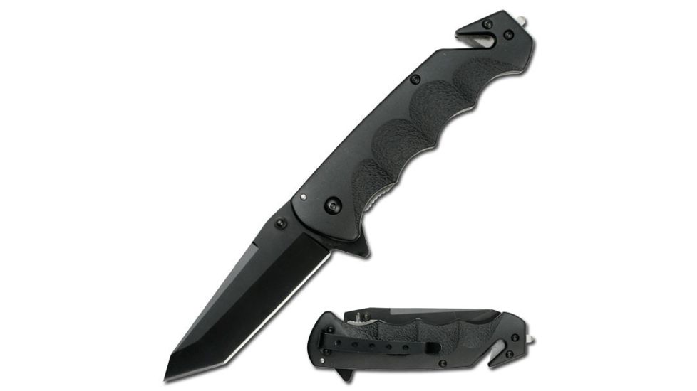 TAC Force Spring Assisted Pocket Knife, Drop Point Blade;, Black TF 499BT