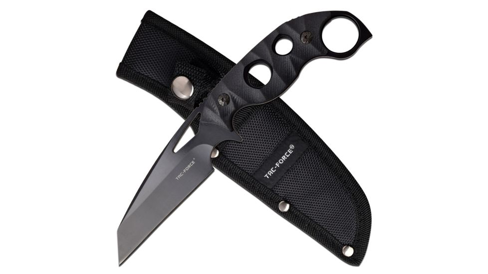 Tac Force Fixed Blade Knive, 4in Blade, 3CR13 Steel Blade Knive, Black, TF-FIX010BK