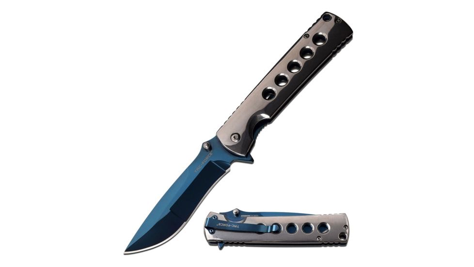 TAC Force TF-973BL 3CR13 Steel Blade Stainless Steel Handle Folding Knife TF-973BL