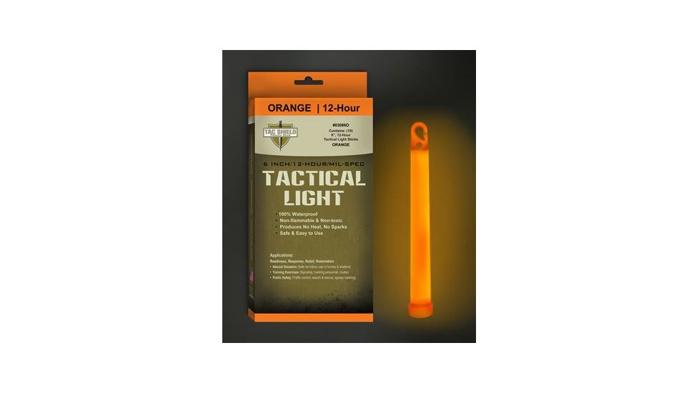 Tac Shield Tactical 12 Hour Light Stick, Orange, 10 Pack 03086O