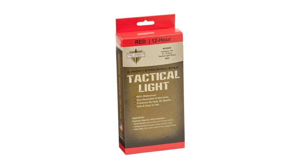 Tac Shield Tactical 12 Hour Light Stick, Red, 10 Pack 03086R