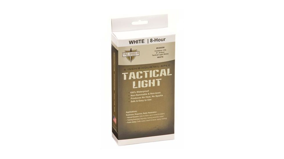 Tac Shield Tactical 8 Hour Light Stick, White, 10 Pack 03085W