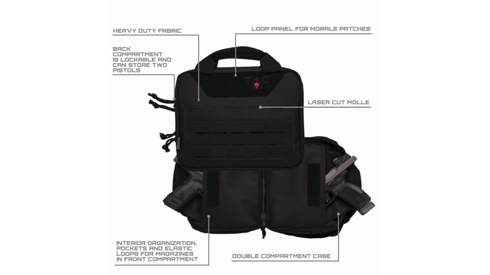 Tac-Six Crew Tactical Pistol Case, Black, 10814