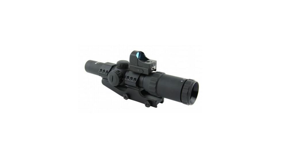 Tacfire 1-4X24 Tri Ill. CQB Scope With Cantilever Mount, Non Etched Glass P4 Sniper Reticle, Mini Red Dot Combo, Black SCT1424P-D