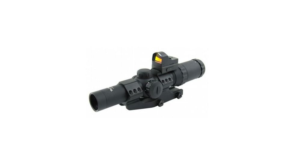 Tacfire 1-4X24 Tri Ill. CQB Scope With Cantilever Mount, Non Etched Glass P4 Sniper Reticle, Mini Red Dot Combo, Black SCT1424P-D