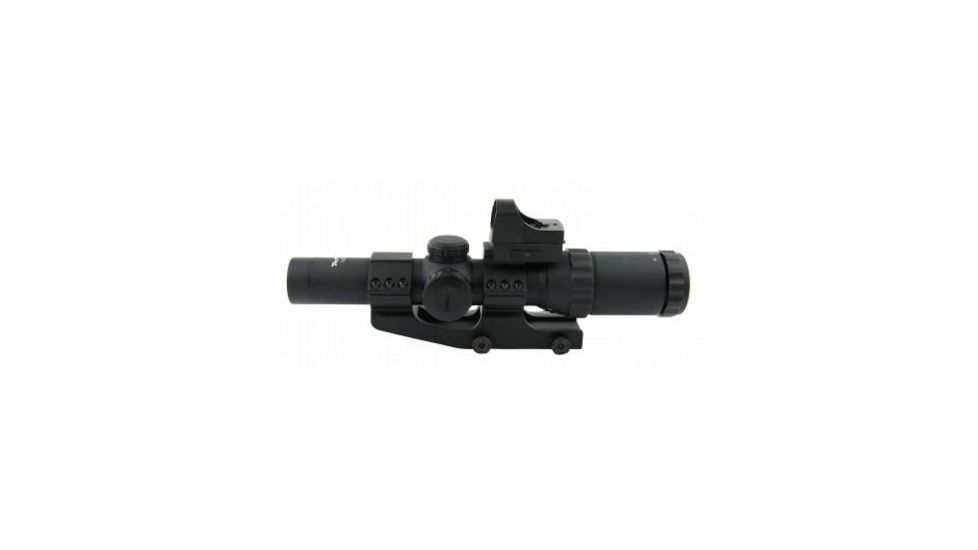 Tacfire 1-4X24 Tri Ill. CQB Scope With Cantilever Mount, Non Etched Glass P4 Sniper Reticle, Mini Red Dot Combo, Black SCT1424P-D