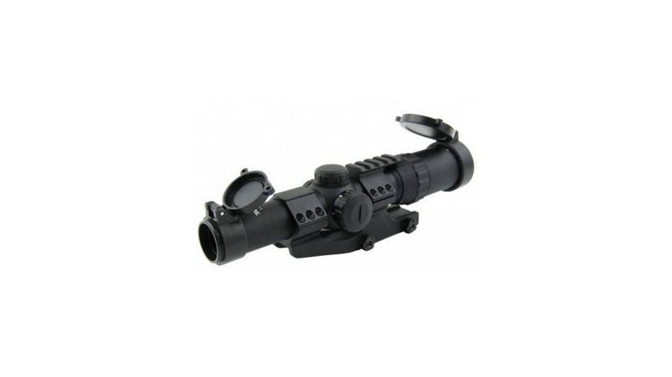 Tacfire 1-4X24 Tri Ill. CQB Scope With Cantilever Mount, Etched Glass Dot Reticle, Black SCT1424D